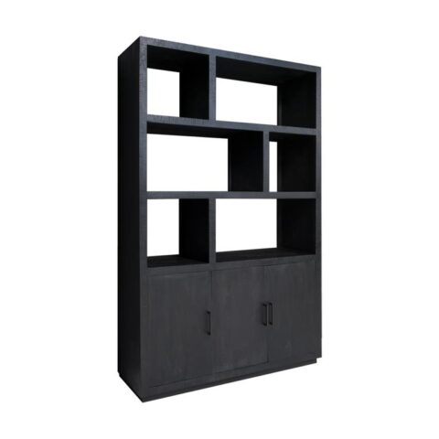 Duverger Black Omerta - Bibliotheekkast - mango - zwart - naturel - 3 Kasten Bruin