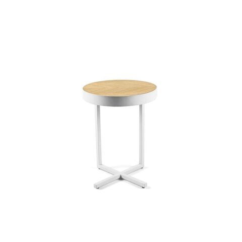 Duverger Metal white - Bijzettafel - rond - 45cm - eik fineer - Tafels Wit MDF