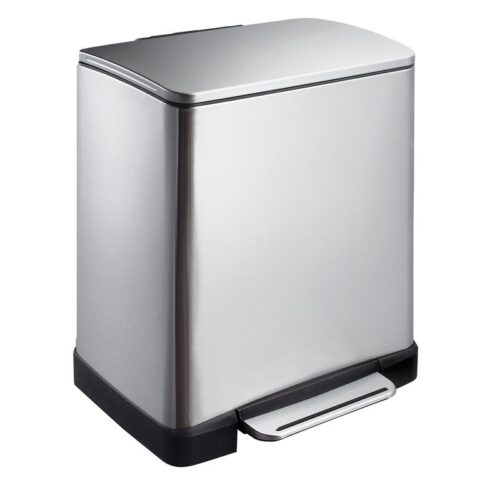 EKO E-Cube Pedaalemmer 20 Liter Afvalemmers Zilver RVS