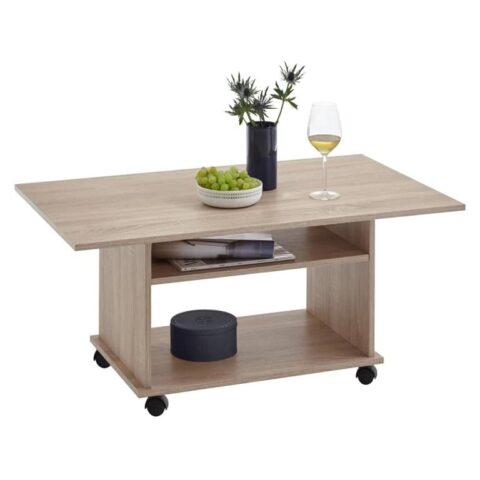 FMD Salontafel met wieltjes eikenkleurig Tafels Beige Hout