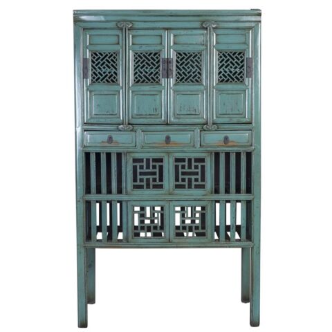 Fine Asianliving Antieke Chinese Kast Teal B111xD55xH191cm Kasten Blauw Hout