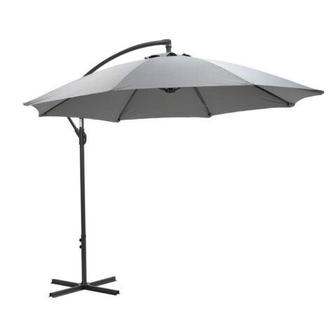 Garden Impressions Athene zweefparasol Ø300 cm - licht grijs Zonwering Grijs Polyester