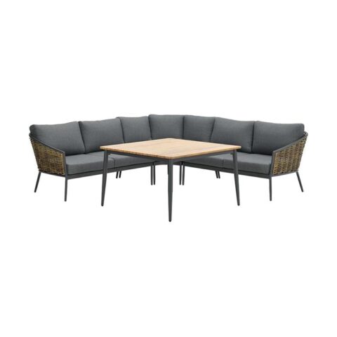 Garden Impressions Bali lounge dining set - Carbon black - 4-delig Tuinmeubelen Antraciet Aluminium