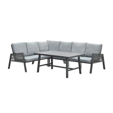 Garden Impressions Brendon lounge dining set 4-delig L - licht grijs Tuinmeubelen Grijs Aluminium