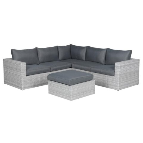 Garden Impressions Bruno loungeset 4-delig - licht grijs Tuinmeubelen Grijs Wicker