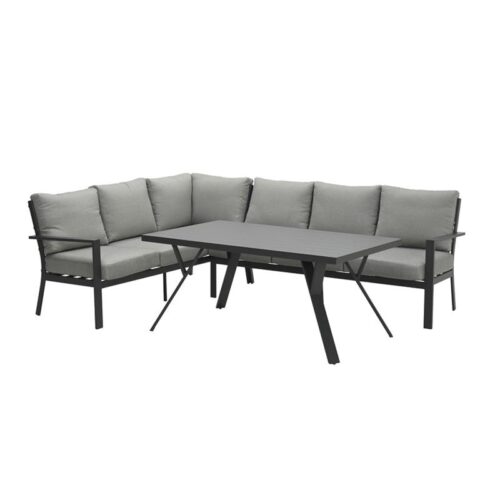 Garden Impressions Senja lounge dining set 3-delig links - d. grijs Tuinmeubelen Antraciet Aluminium