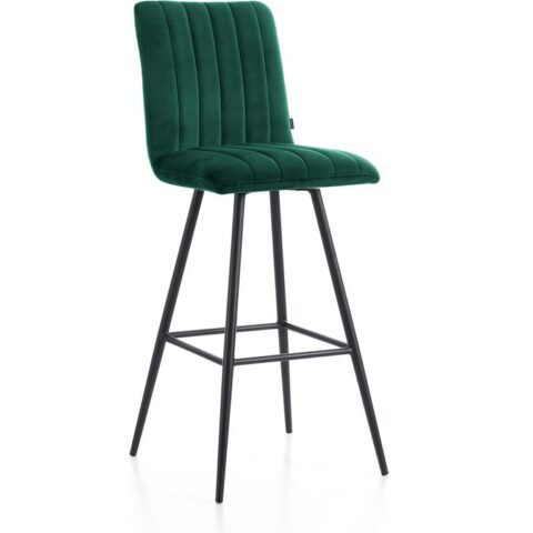 Goossens Barstoel Manta - groen Fluweel zonder armleuning Stoelen Groen Fluweel