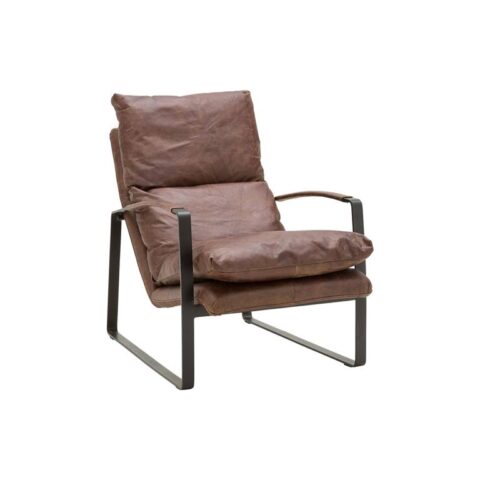 Goossens Fauteuil Residence Stoelen Bruin Leder