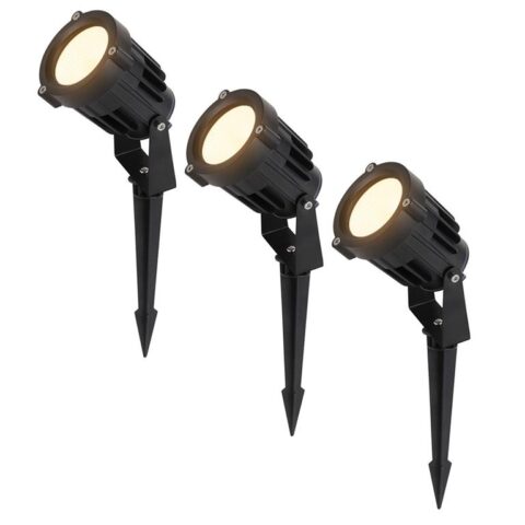 HOFTRONIC 3x Renzo LED Prikspot Zwart Buitenverlichting Zwart Aluminium