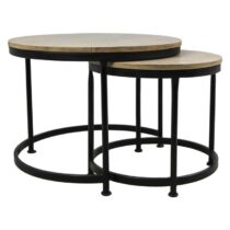 HSM Collection Steal Salontafel Set van 2 Tafels Bruin Hout