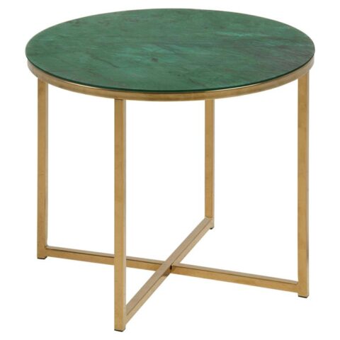 Hioshop Alison hoektafel Ø50 cm groen marmerprint