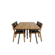 Hioshop Chan tuinmeubelset tafel 100x200cm en 4 stoel Venice zwart