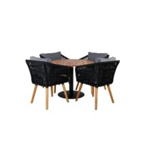 Hioshop Cot tuinmeubelset tafel Ø100cm en 4 stoel Chania naturel. Tuinmeubelen Transparant Polyester