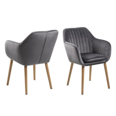 Hioshop Emil fauteuil stof Corsica met verticale naden - Stoelen Grijs Hout