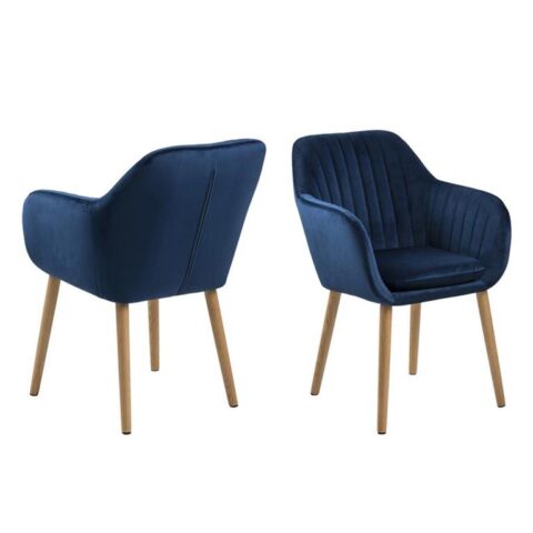 Hioshop Emil fauteuil stof met verticale naden - blauw. Stoelen Blauw Hout