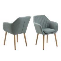 Hioshop Emil fauteuil stof met verticale naden - grijsgroen. Stoelen Groen Hout