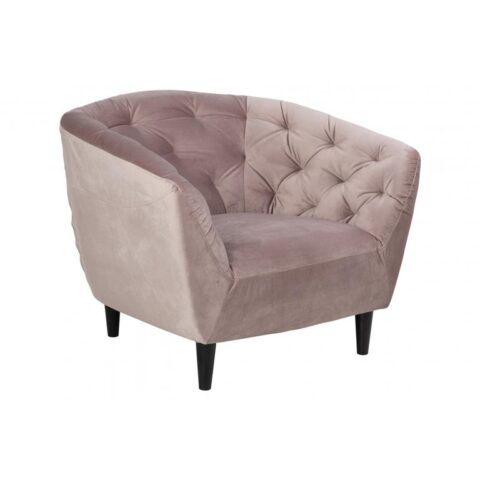 Hioshop Rian fauteuil in dusty rose met zwarte poten. Stoelen Roze Hout