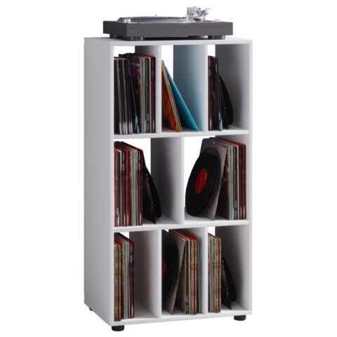 Hioshop Schaltino wandkast retro voor LP-platenrek 8 plankenwit. Kasten Wit Spaanplaat