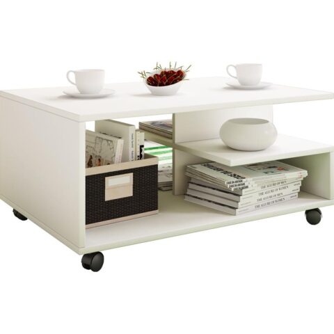 Hioshop Stango salontafel 5 plankenwit. Tafels Wit Spaanplaat