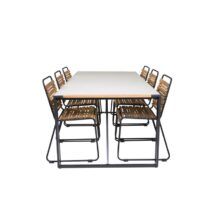 Hioshop Texas tuinmeubelset tafel 100x200cm en 6 stoel Bois zwart