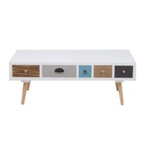 Hioshop Thijs salontafel houten wit met 5 multicolor lades. Tafels Multicolor Hout