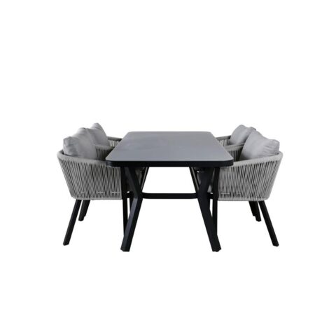 Hioshop Virya tuinmeubelset tafel 90x160cm en 4 stoel Virya wit