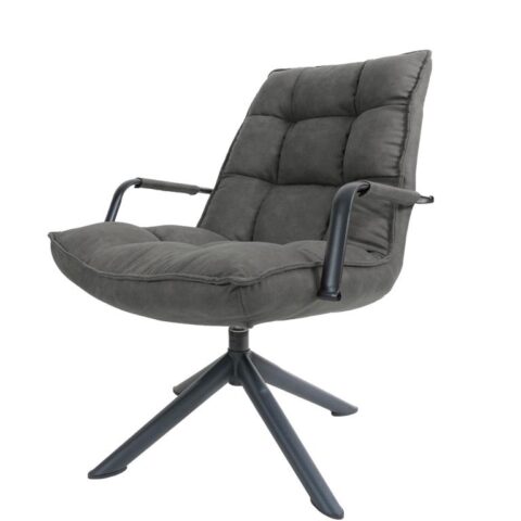 Home67 - Fauteuil Dorus Arm Cowboy - Grey 104 Stoelen Grijs Fluweel