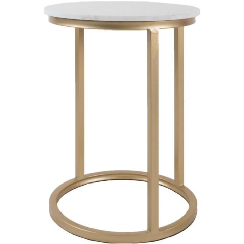 Home67 - Laptoptafel Mitch Marmer Rond - Wit/Goud Bureau Goud Marmer