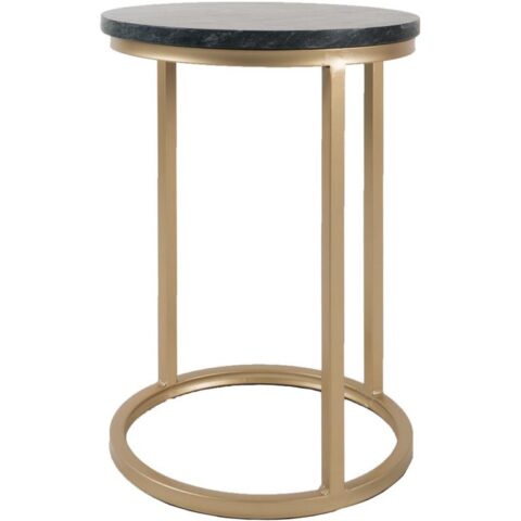 Home67 - Laptoptafel Mitch Marmer Rond - Zwart/Goud Bureau Goud Marmer