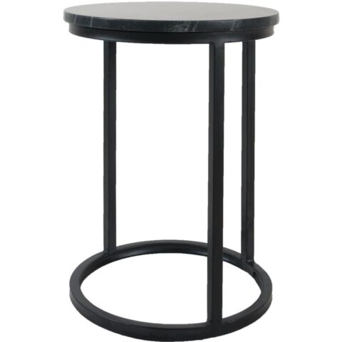 Home67 - Laptoptafel Mitch Marmer Rond - Zwart/Zwart Bureau Zwart Marmer