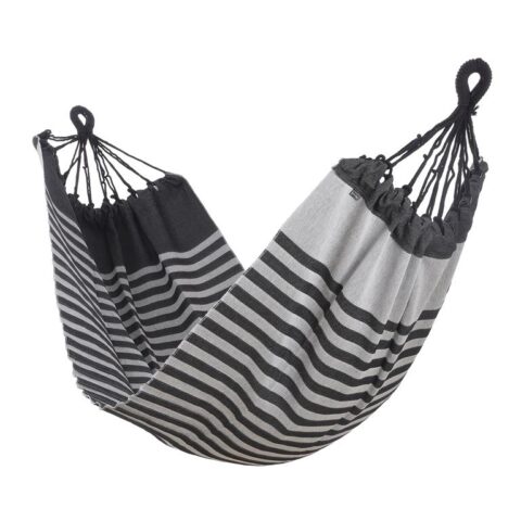 In The Mood Collection Hangmat Stripes - L230 x B120 cm - Zwart Tuinmeubelen Zwart Katoen