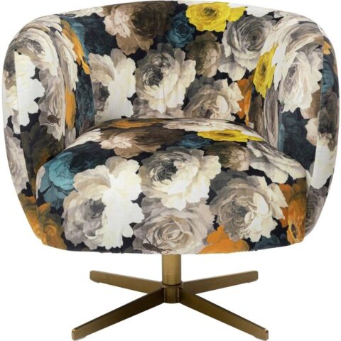 Kare Design Draaifauteuil Peony Yellow Stoelen Multicolor Metaal