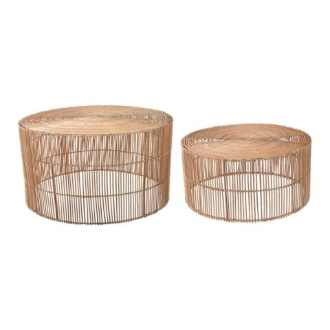 Kave Home Elmina Salontafel - Set van 2 Tafels Bruin Rotan