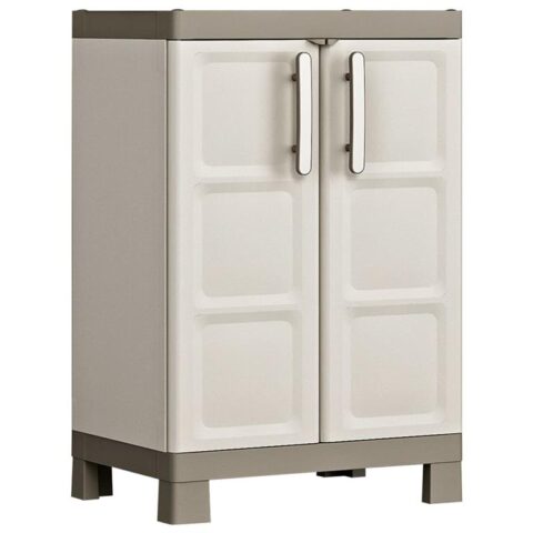 Keter Opbergkast laag Excellence 97 cm beige en taupe Kasten Beige Polypropyleen