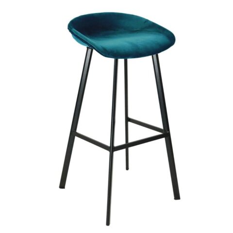 Kick Barkruk Finn Hoog - Velvet blauw Stoelen Rood Metaal