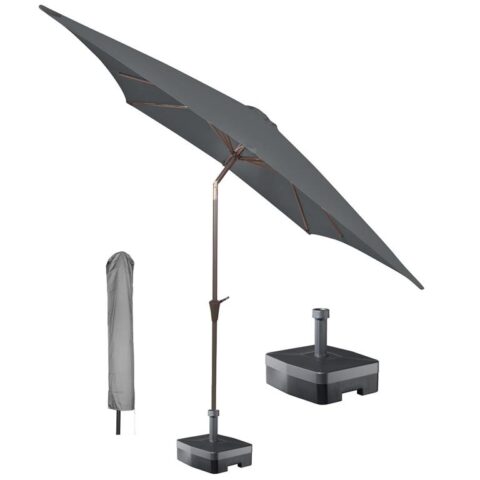 Kopu® vierkante parasol Altea 230x230 cm met hoes en voet - Grey Zonwering Grijs Polyester