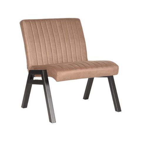 LABEL51 - Fauteuil Matz - Stone Microvezel - Zwart Metaal Stoelen Bruin Microleder