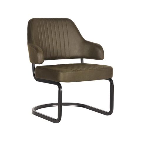 LABEL51 - Fauteuil Otta - Army Microvezel - Zwart Metaal Stoelen Groen Microleder