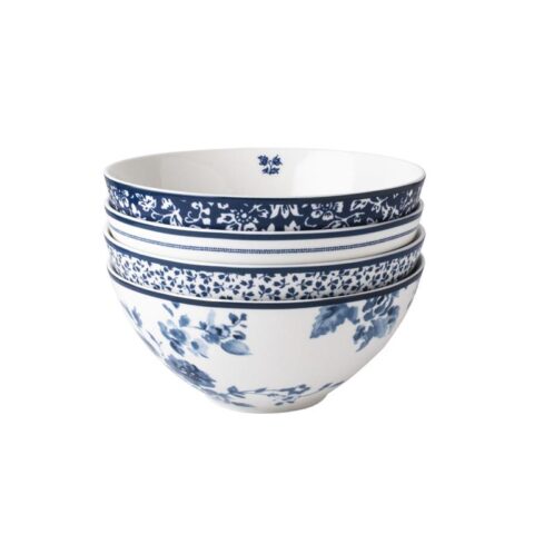 Laura Ashley Giftset 4 Kommen 16 cm Assorti Servies Blauw Porselein