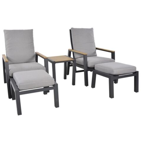 Lesli Living Duo loungeset Coda 5-delig Tuinmeubelen Antraciet Aluminium