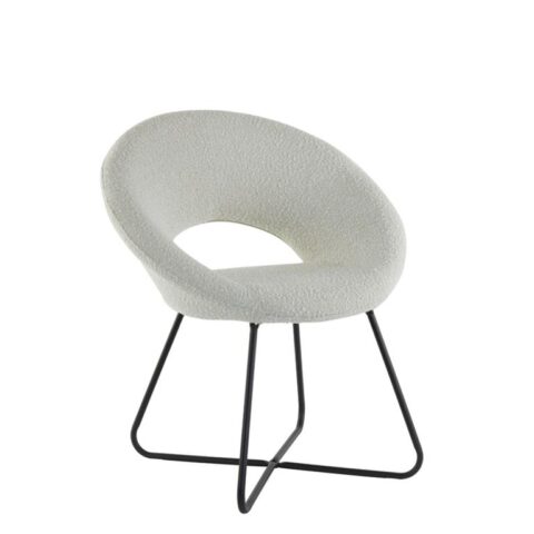 Light & Living Stoel Antony - Crème - Bouclé Stoelen Wit Textiel