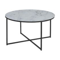 Lisomme Owen salontafel marmerlook wit - Ø 80 cm Tafels Wit Glas