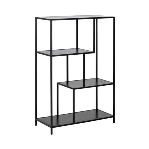 Lisomme Vic industriële houten boekenkast - B77 x D35 x H114 cm - Kasten Zwart MDF