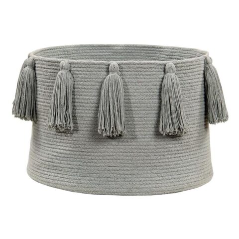 Lorena Canals Tassels Light Grey Opbergmand 30 x Ø 45 cm Opbergen Grijs Katoen