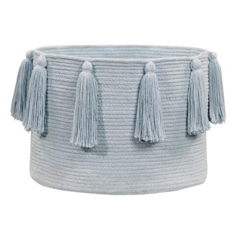 Lorena Canals Tassels Soft Blue Opbergmand 30 x Ø 45 cm Opbergen Blauw Katoen