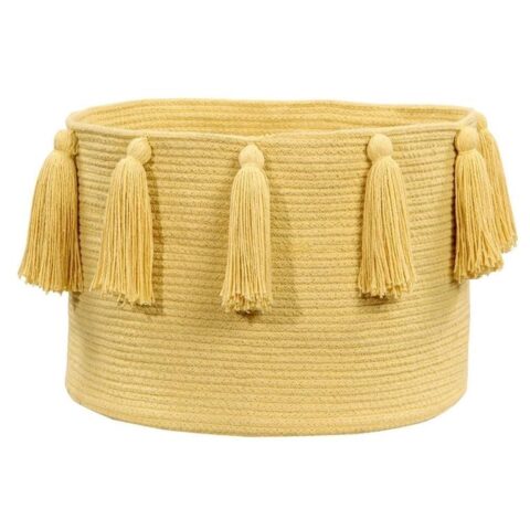 Lorena Canals Tassels Yellow Opbergmand 30 x Ø 45 cm Opbergen Geel Katoen