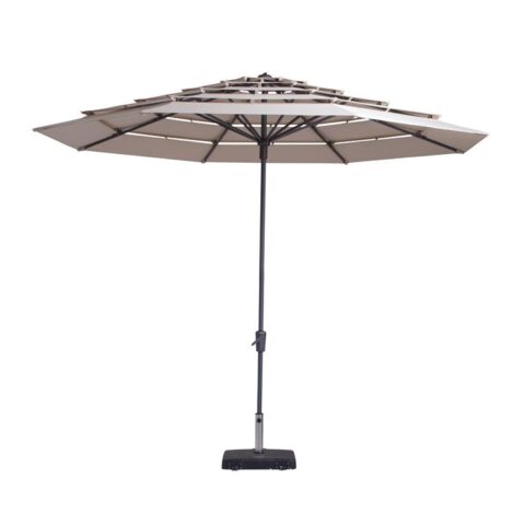 Madison - Parasol Syros Open Air Round Ecru - 350cm - Beige Zonwering Beige Polyester