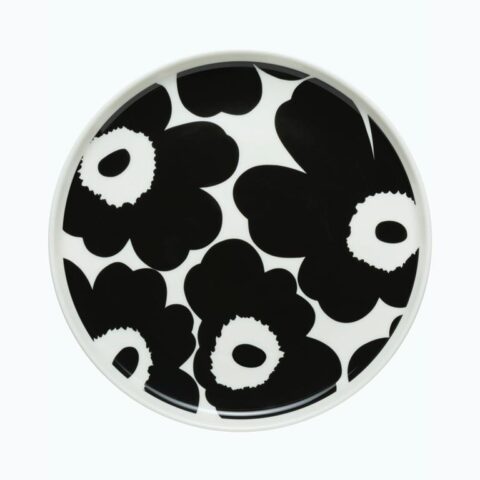 Marimekko Oiva Ontbijtbord Unikko Zwart Wit 20 cm