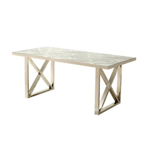 Maxicomfy Eettafel Venanzo - Wit Marmer (Zilver) 180 x 100 cm Tafels Wit