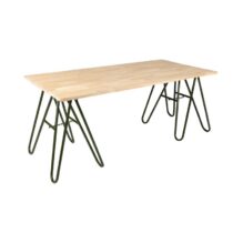 MaximaVida eiken tafel Minsk 200 cm - legergroene schragen Tafels Bruin Metaal